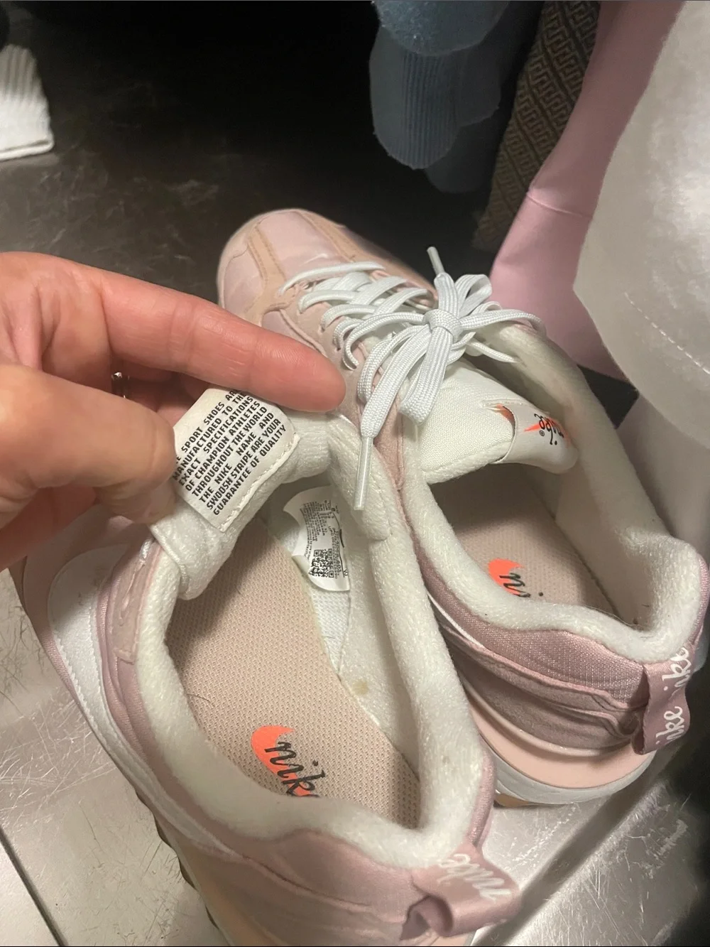 Nike Women's Pink and White Air Max Style Sneakers